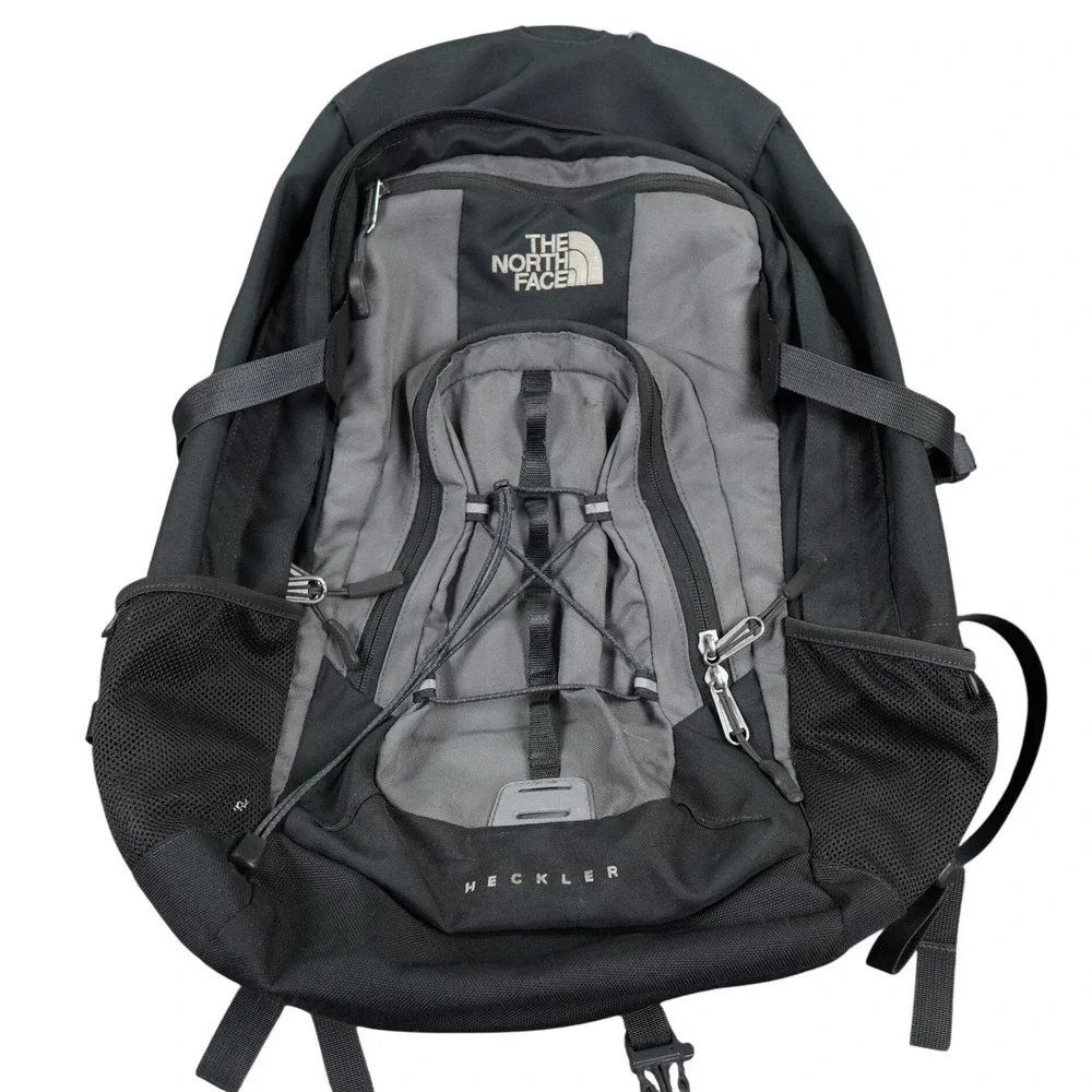 The North Face Heckler Backpack Black Grey Hiking School Bag PaddedLogo